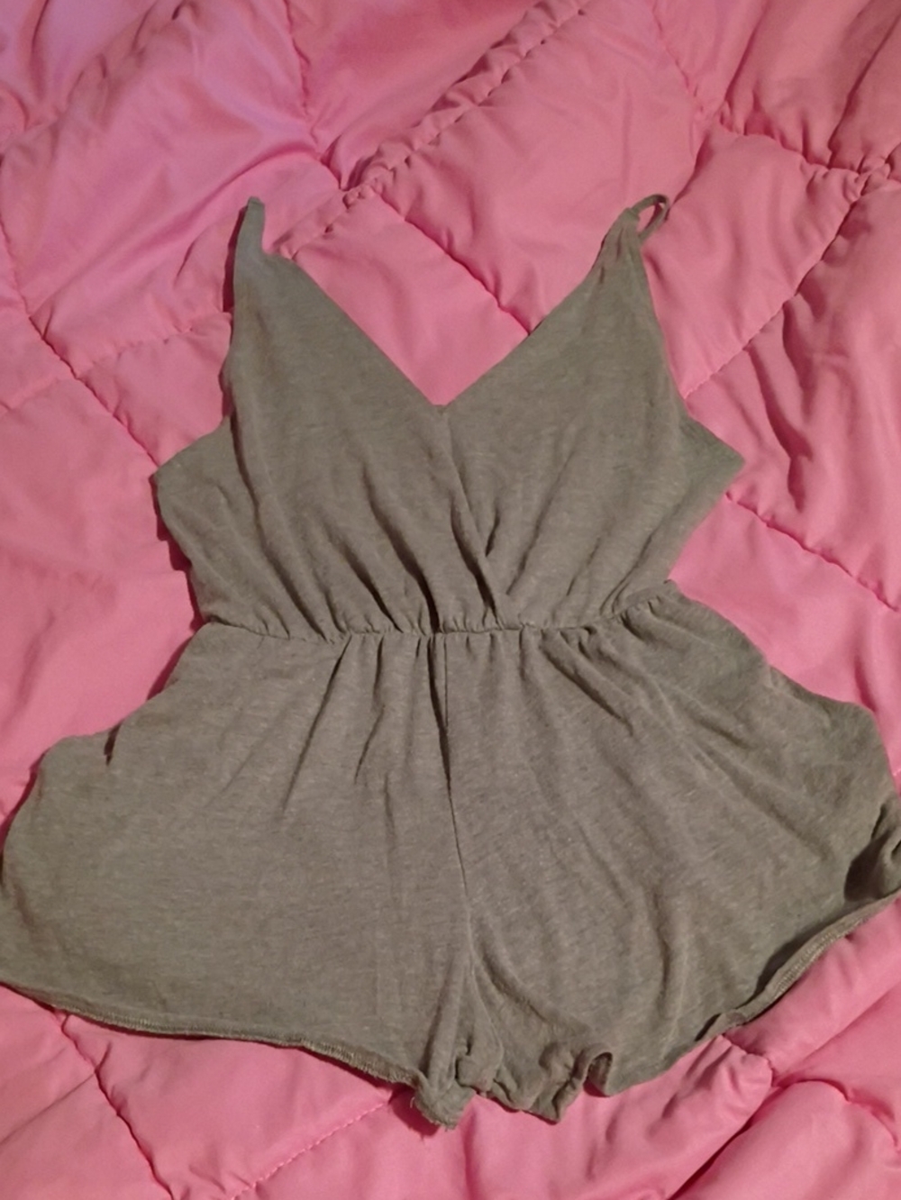 Pink Casual Gray Sleeveless Romper